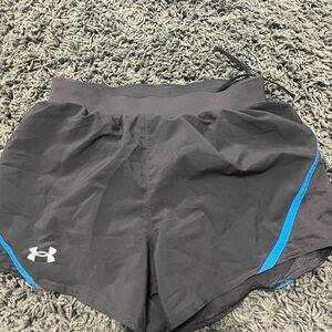 Under Armour Women's Athletic Shorts in Black with Blue Trim